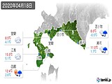 2020年04月18日の道南の実況天気