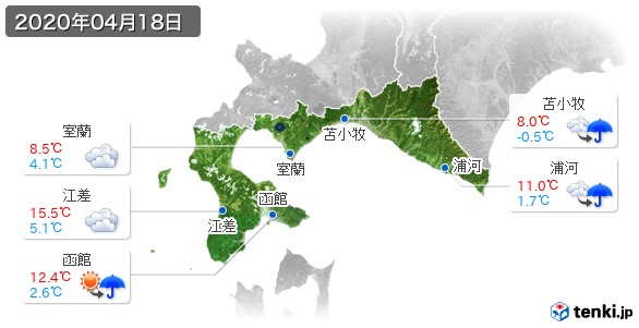 道南(2020年04月18日の天気