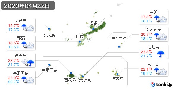 沖縄県(2020年04月22日の天気