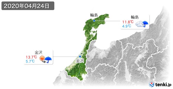 石川県(2020年04月24日の天気