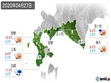 2020年04月27日の道南の実況天気