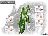 2020年04月28日の長野県の実況天気
