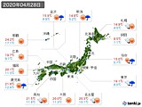 2020年04月28日の実況天気