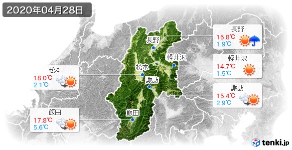 長野県(2020年04月28日の天気