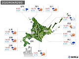 2020年04月29日の北海道地方の実況天気