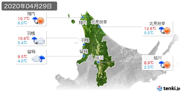 道北(2020年04月29日の天気