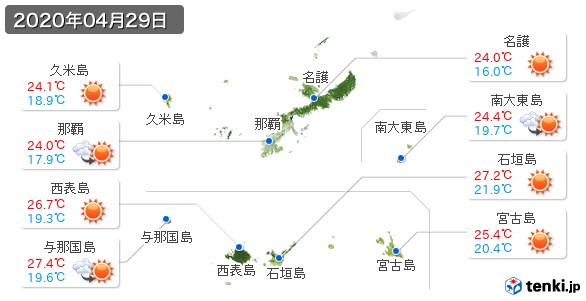 沖縄県(2020年04月29日の天気