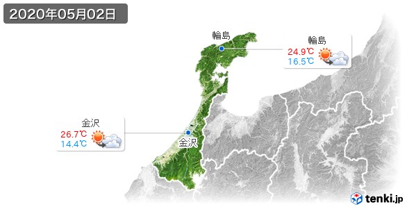 石川県(2020年05月02日の天気