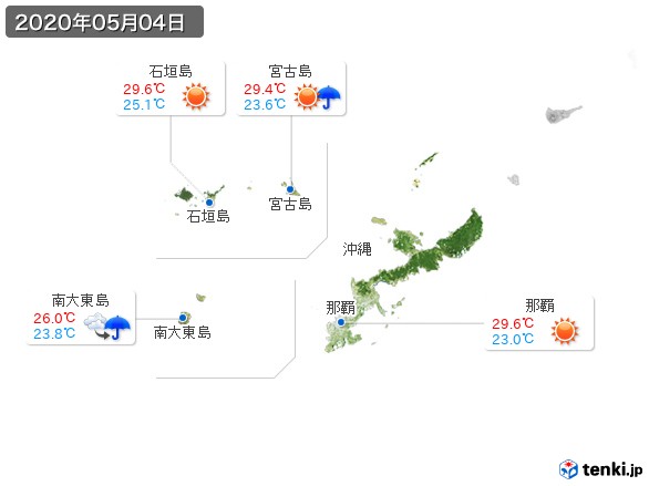 沖縄地方(2020年05月04日の天気