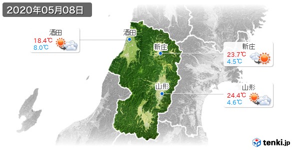 山形県(2020年05月08日の天気