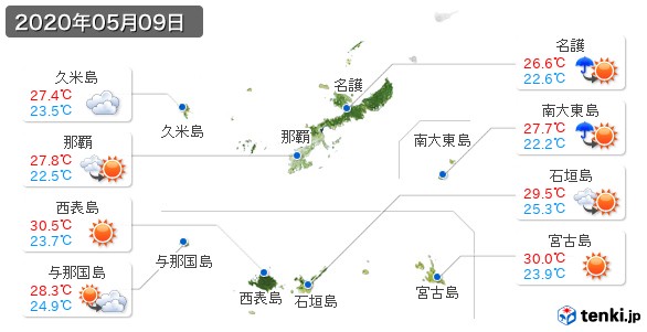 沖縄県(2020年05月09日の天気