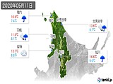 2020年05月11日の道北の実況天気