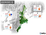 2020年05月11日の三重県の実況天気