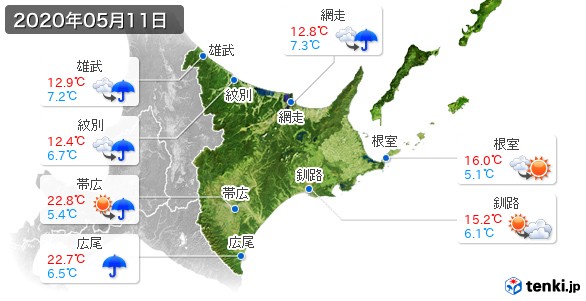 道東(2020年05月11日の天気