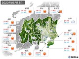 2020年05月13日の関東・甲信地方の実況天気