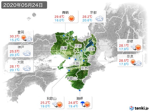 近畿地方(2020年05月24日の天気