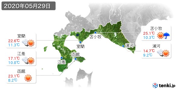 道南(2020年05月29日の天気