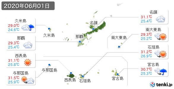 沖縄県(2020年06月01日の天気