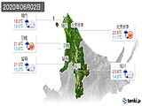 2020年06月02日の道北の実況天気