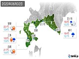 2020年06月02日の道南の実況天気