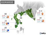 2020年06月03日の道南の実況天気