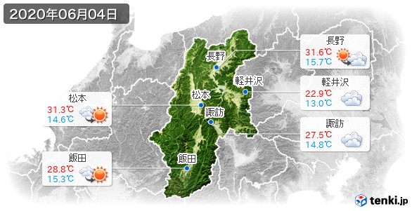 長野県(2020年06月04日の天気