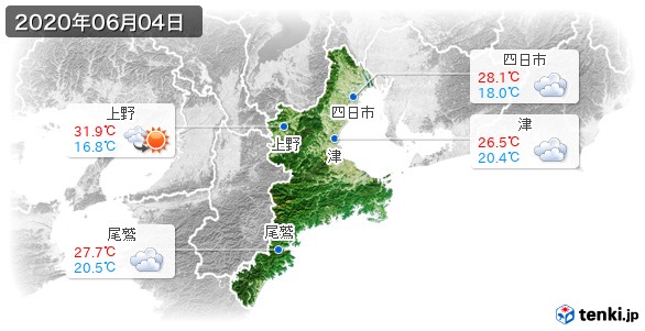 三重県(2020年06月04日の天気