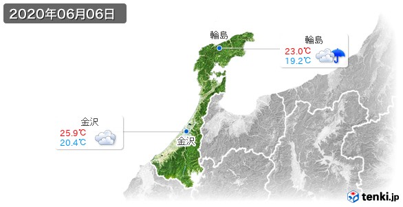 石川県(2020年06月06日の天気