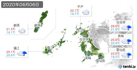 長崎県(2020年06月06日の天気