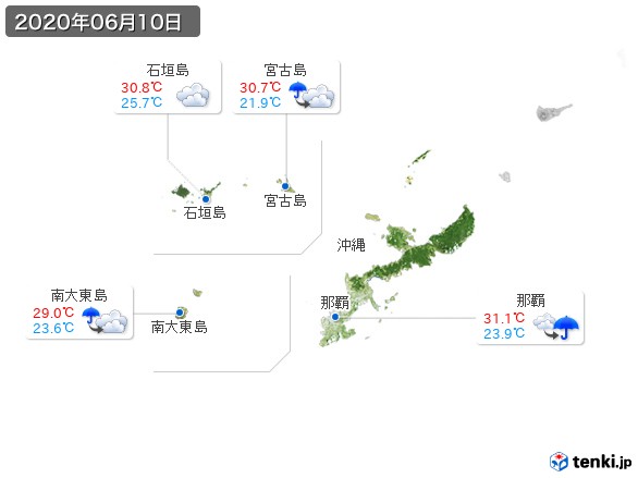 沖縄地方(2020年06月10日の天気