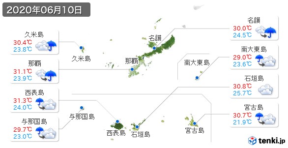 沖縄県(2020年06月10日の天気