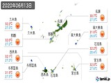 2020年06月13日の沖縄県の実況天気