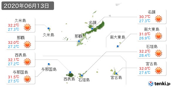 沖縄県(2020年06月13日の天気