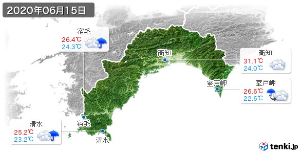 高知県(2020年06月15日の天気