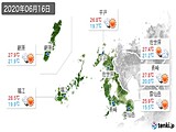 2020年06月16日の長崎県の実況天気