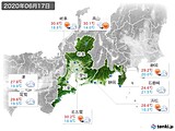2020年06月17日の東海地方の実況天気