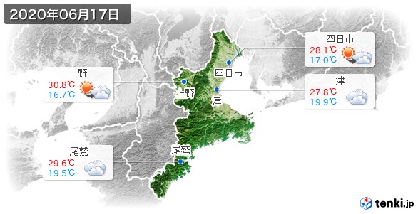 三重県(2020年06月17日の天気