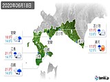 2020年06月18日の道南の実況天気