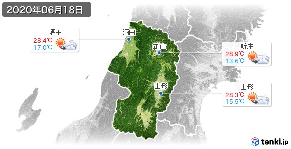 山形県(2020年06月18日の天気