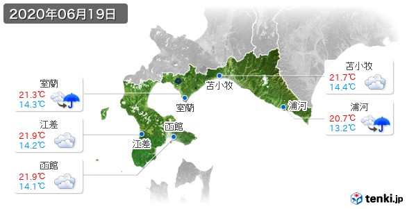 道南(2020年06月19日の天気