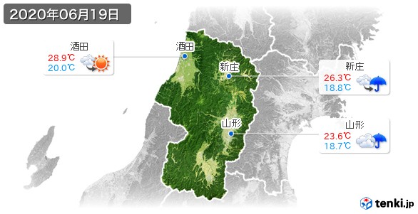 山形県(2020年06月19日の天気