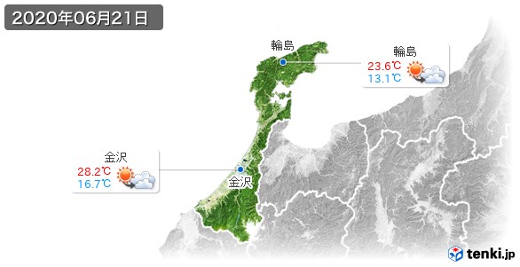 石川県(2020年06月21日の天気