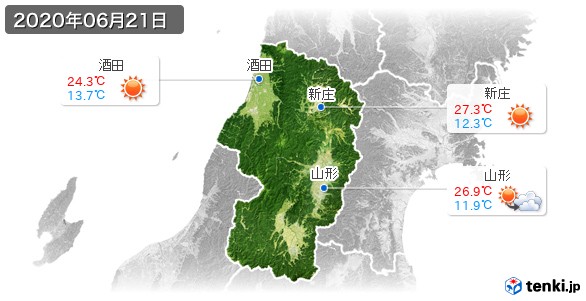 山形県(2020年06月21日の天気