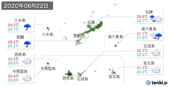 沖縄県(2020年06月22日の天気