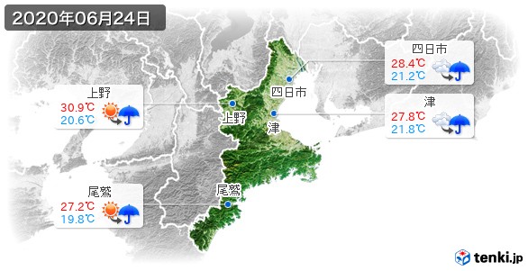 三重県(2020年06月24日の天気