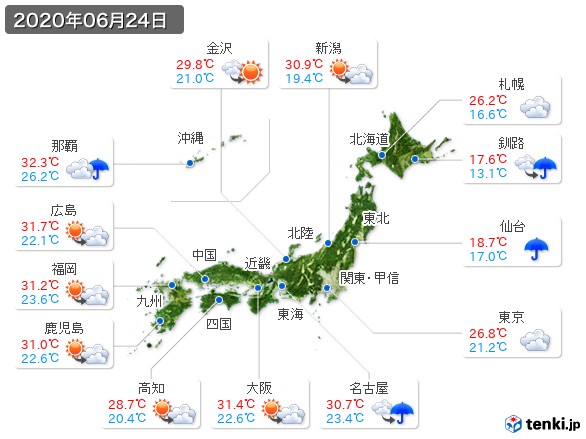 (2020年06月24日の天気