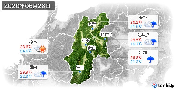 長野県(2020年06月26日の天気