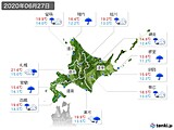 2020年06月27日の北海道地方の実況天気