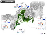 2020年06月27日の東海地方の実況天気