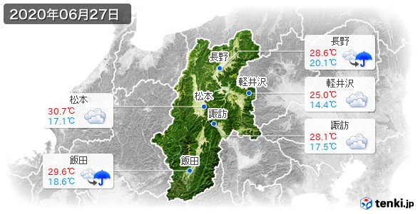 長野県(2020年06月27日の天気